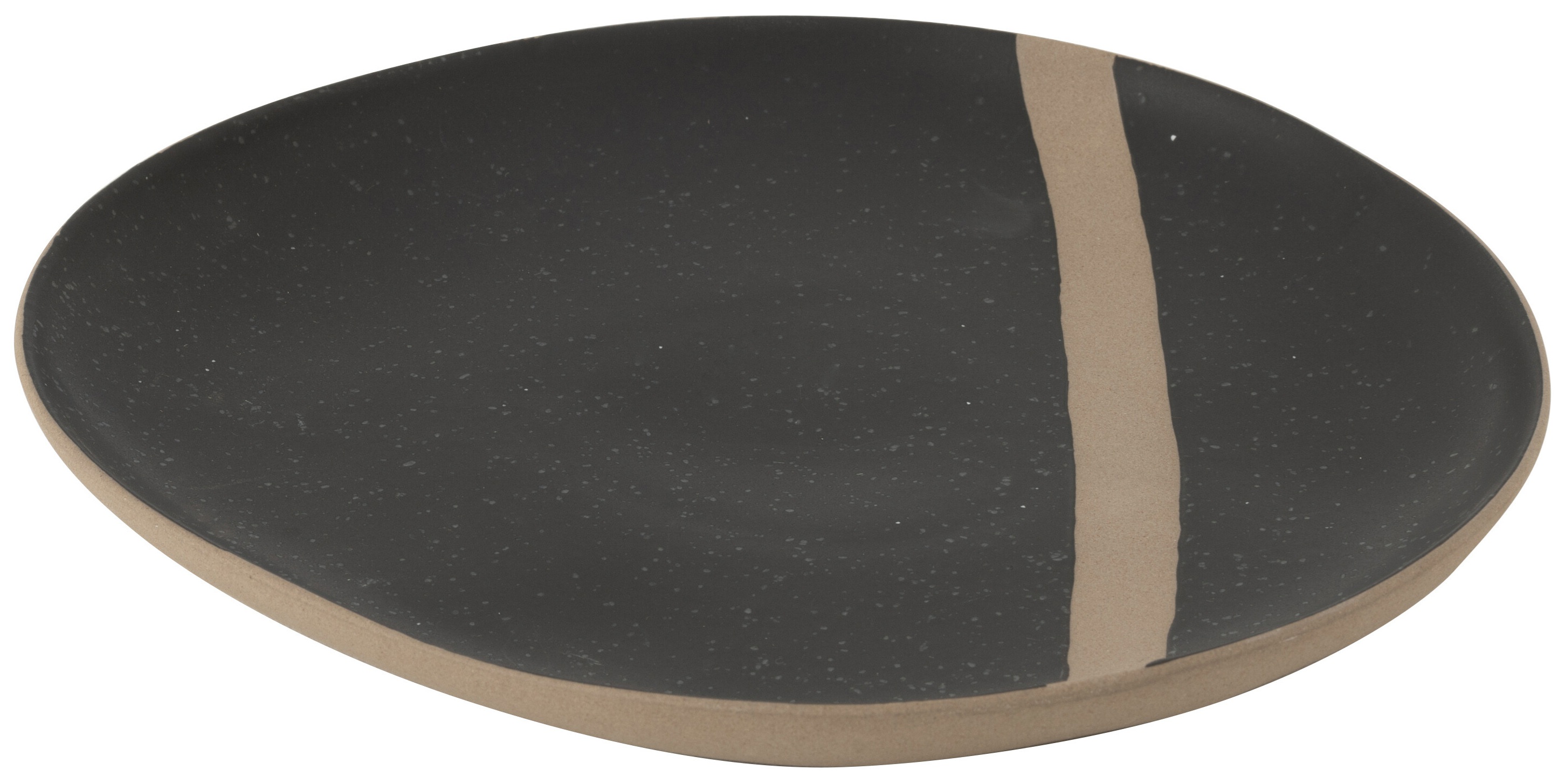 Talerz ceramiczny duży Rustic River czarno-szary 28x3 cm – grafika-1.