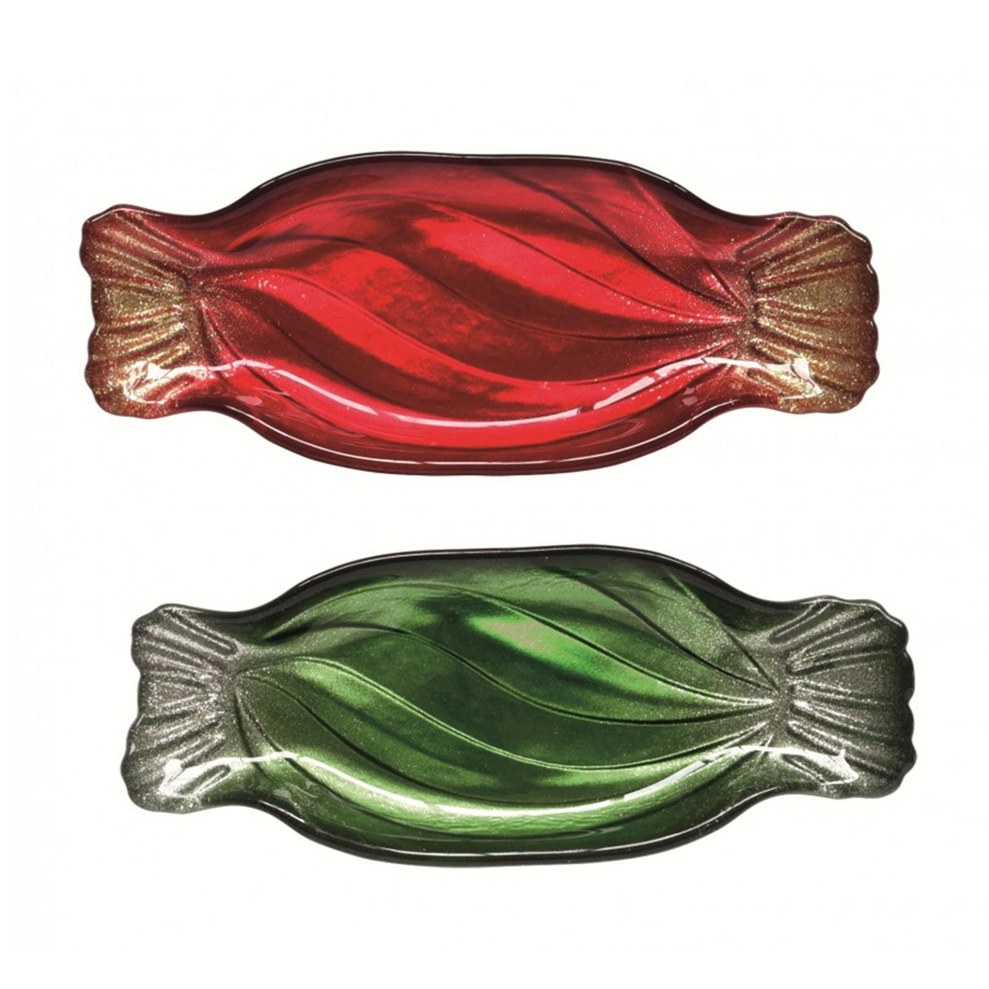 Комплект 2 стъклени чинии CHRISTMAS TWIST-CANDY GREEN/RED – изображение-1