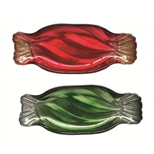 Комплект 2 стъклени чинии CHRISTMAS TWIST-CANDY GREEN/RED – изображение-1