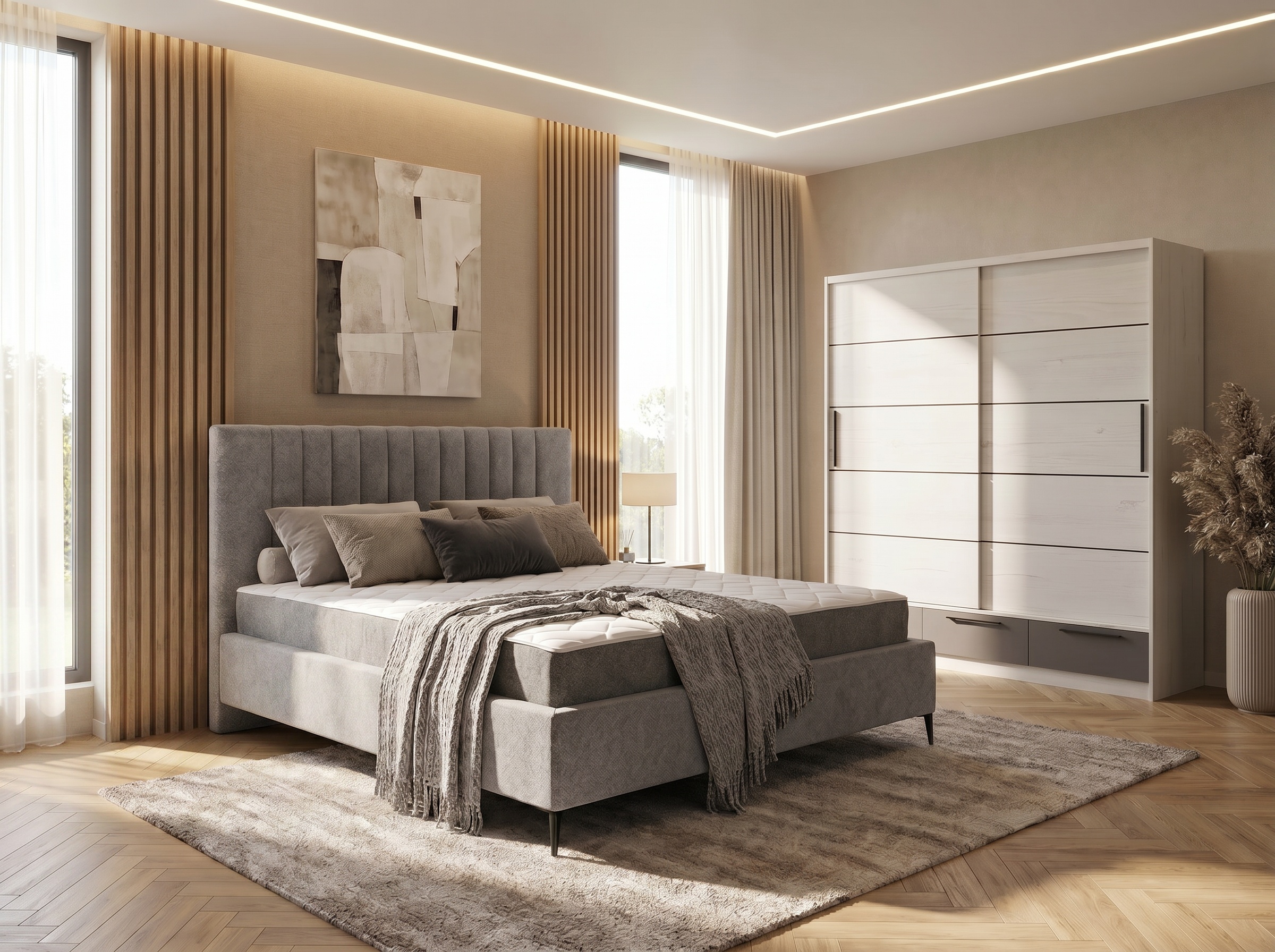 Тапицирано легло Lunaro за матрак 160X200  с подматрачна рамка – изображение-1