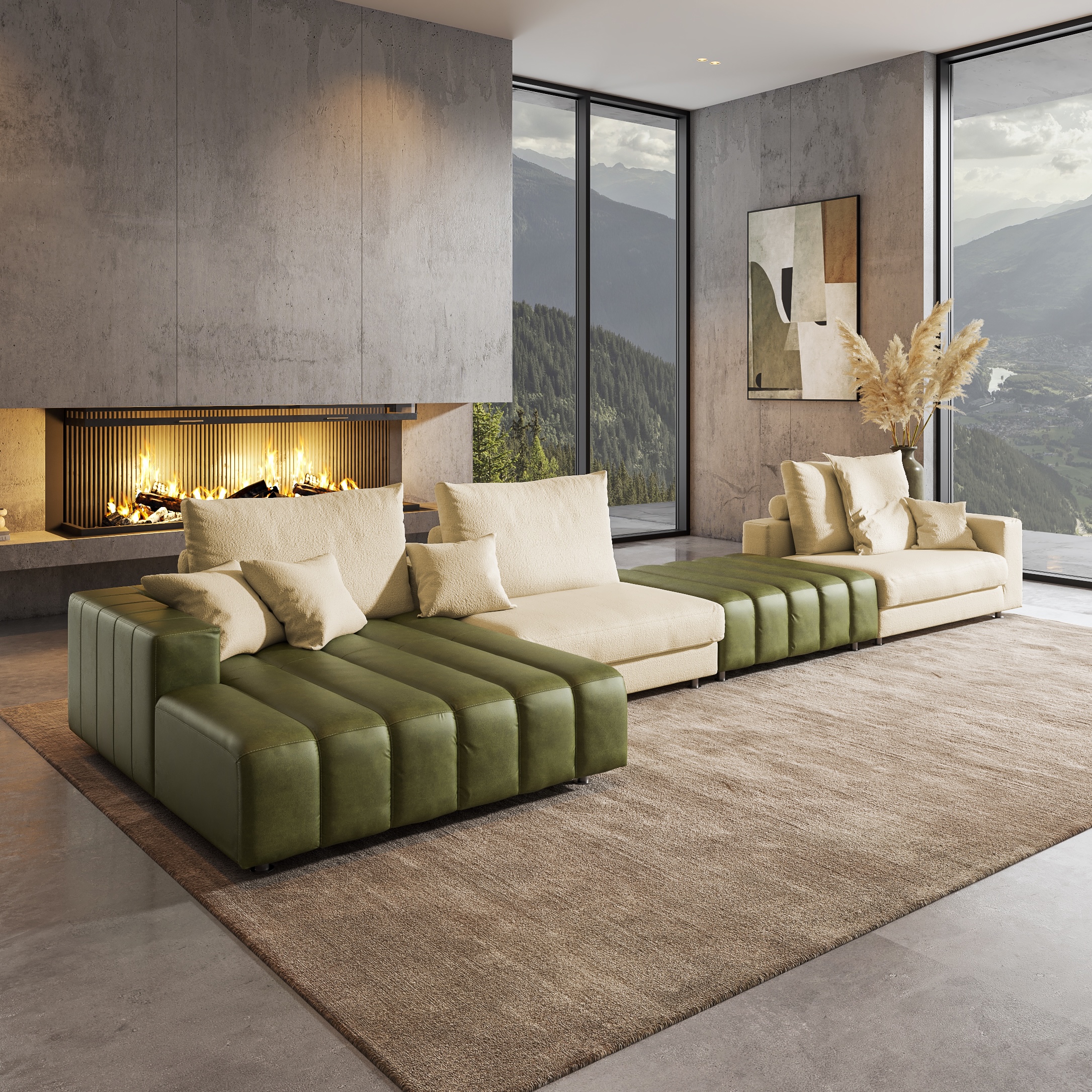 Ъглова холна гарнитура с табуретка Berry - лява лежанка – изображение-1