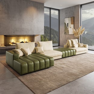 Ъглова холна гарнитура с табуретка Berry - лява лежанка – изображение-1