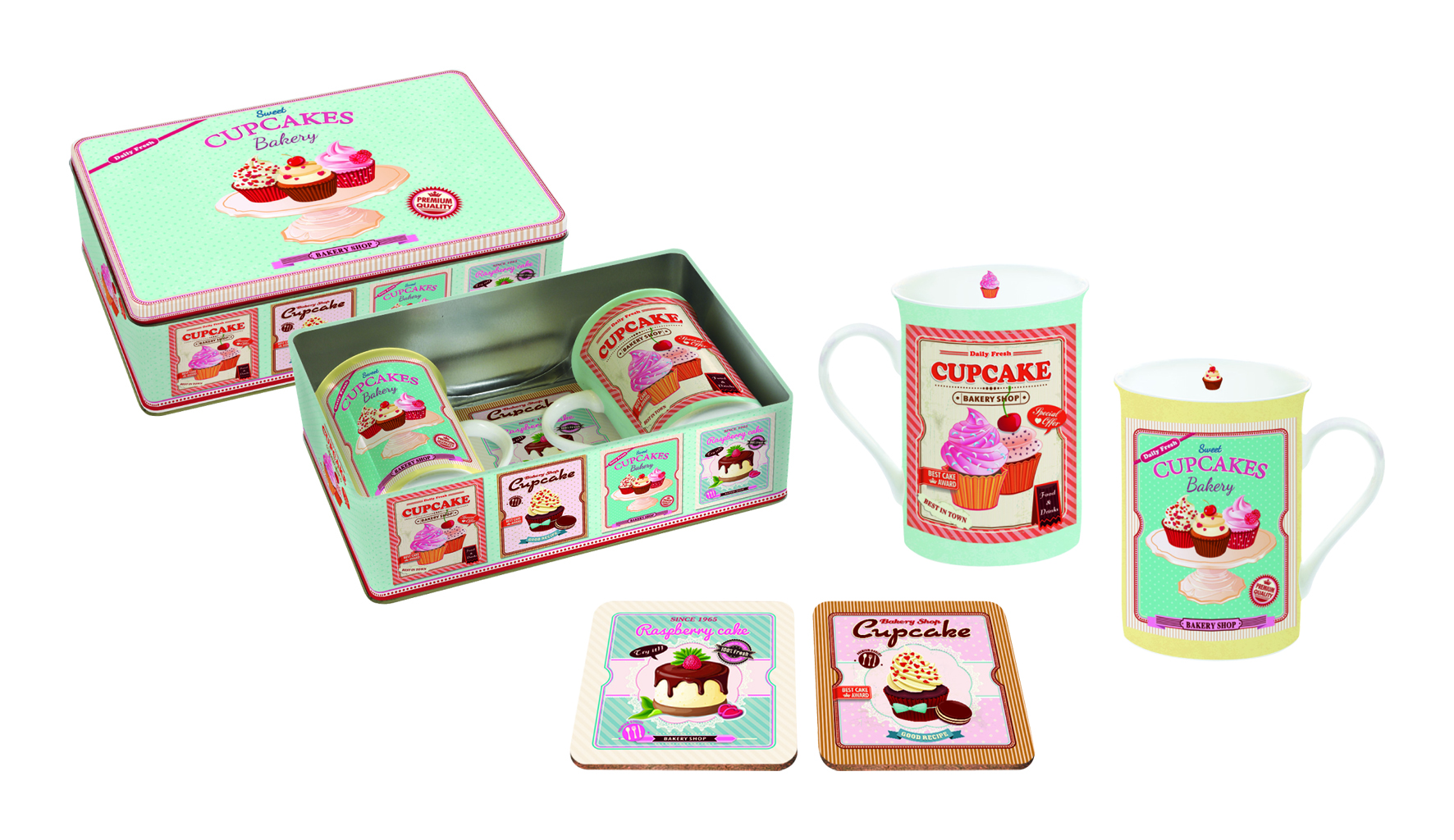 Кoмплект чаши с подложки CUPCAKES PINK – изображение-1