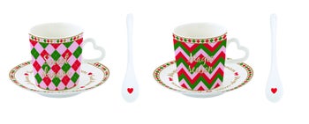 Комплект чаши за кафе с чинийки и лъжички CHRISTMAS TWIST – изображение-1