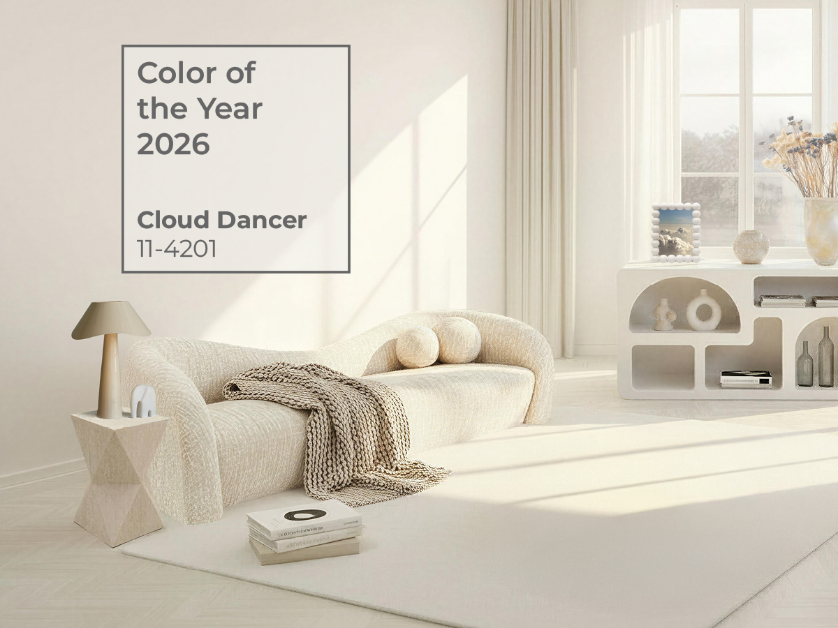 Trendfärgen 2026:<br>Cloud Dancer.