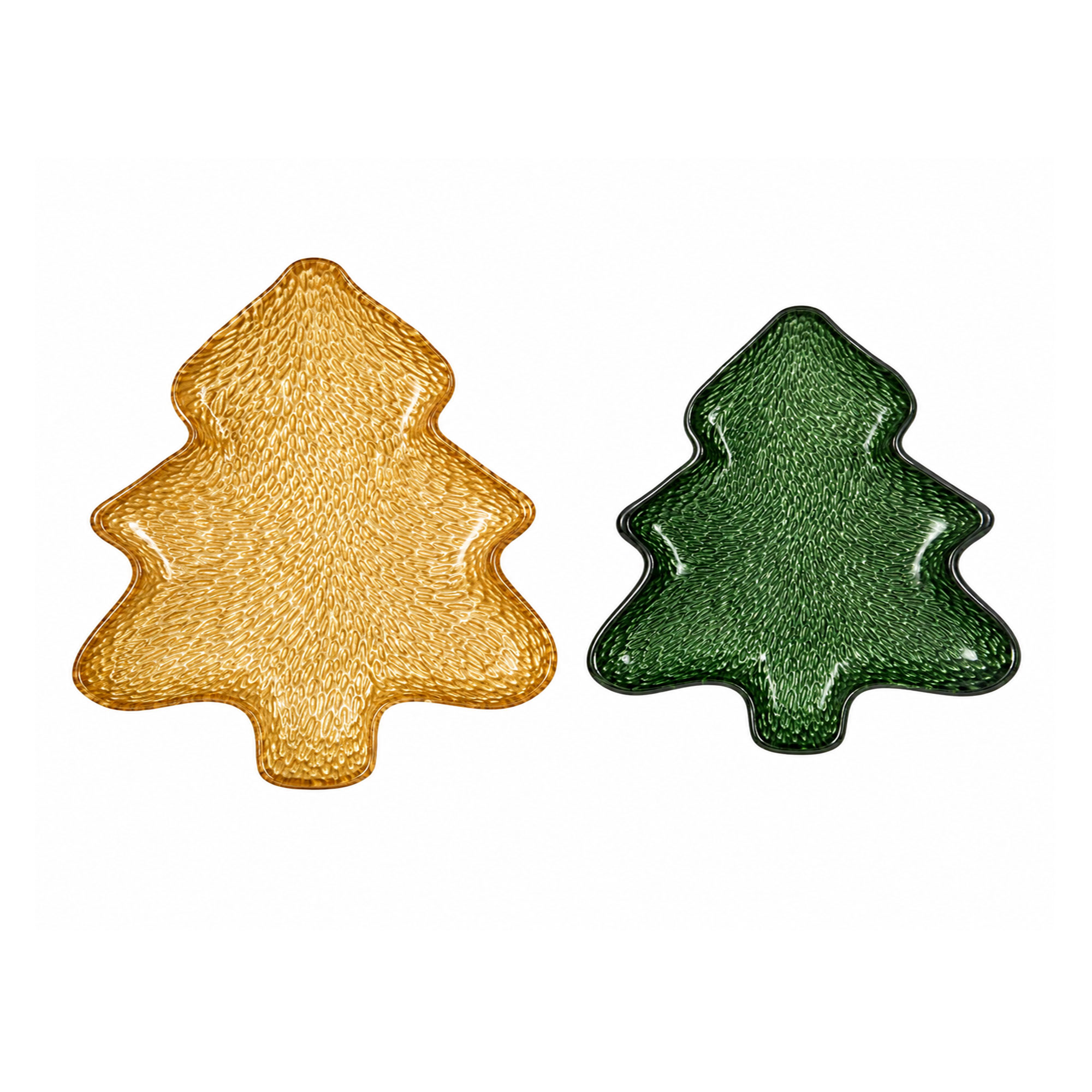 Комплект 2 стъклени чинии CHRISTMAS TWIST-CANDY GREEN/GOLD – изображение-1