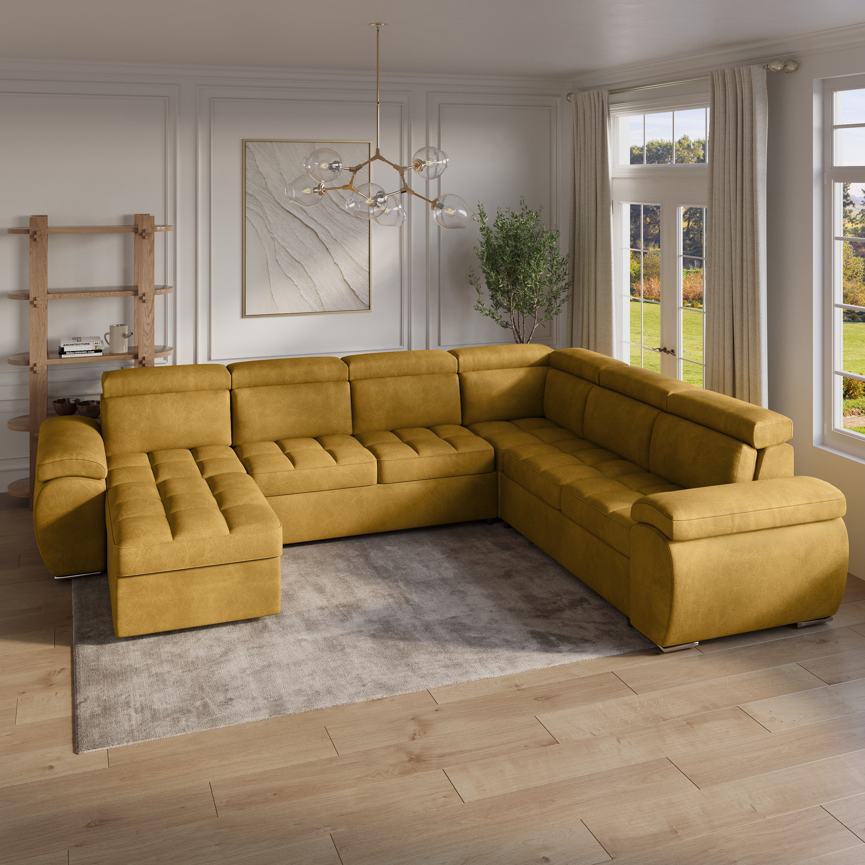 П- образна холна гарнитура Аруба 2 с механизъм - дясна – изображение-1