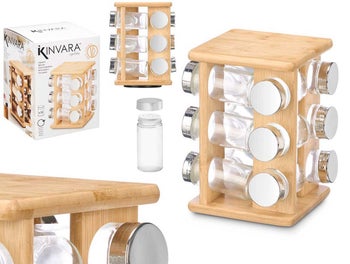 Бамбукова поставка за 12 бр. подправки – изображение-1