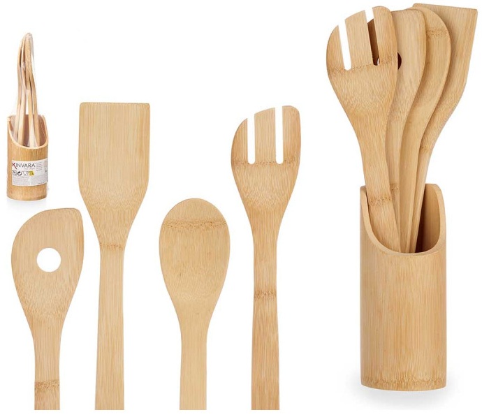 Бамбукова поставка с прибори за готвене – изображение-1