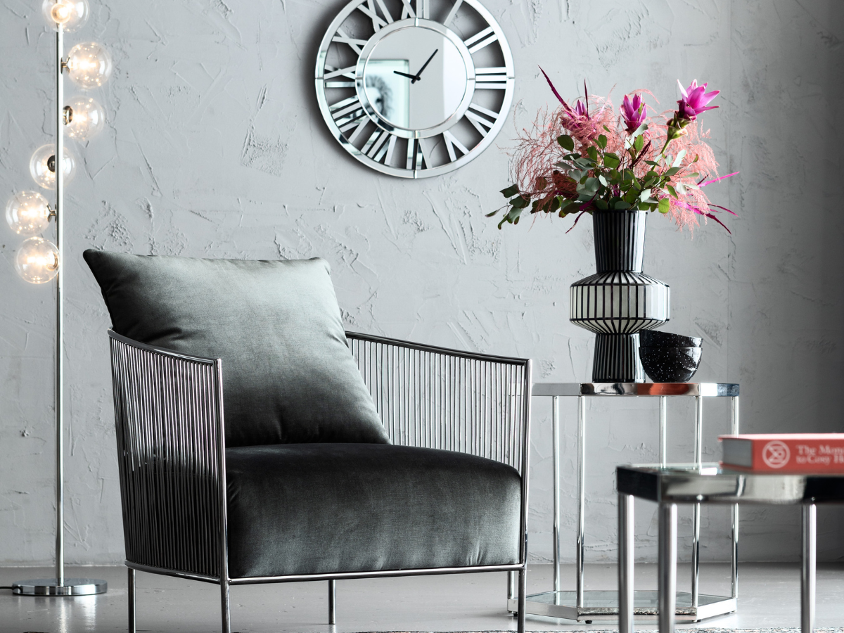 Trendi Hopea & metallinen kromi.