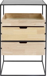 Komoda czarna metalowa z naturalnymi szufladami 50x40 cm – obraz-1