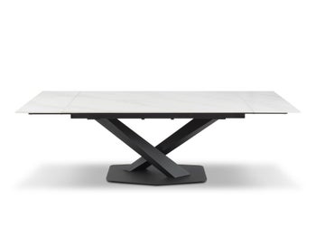 Stół rozkładany Sirius 160-240x90 cm blat biały - spiek kwarcowy – obraz-1