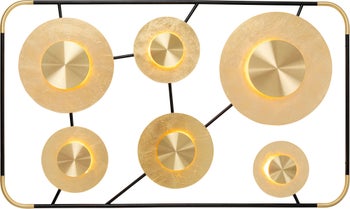 Vägglampa Disc - 6 Lampor i Ram Matt Guld/Svart, 110x185cm – bild-1.