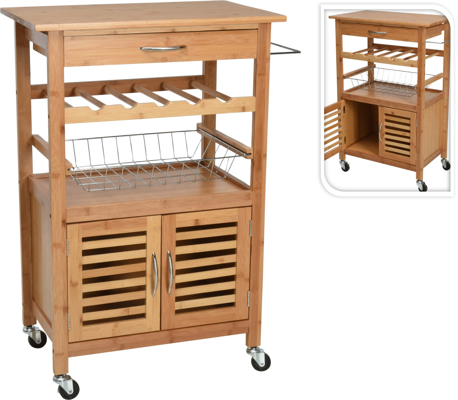 Бамбукова кухненска количка – изображение-1