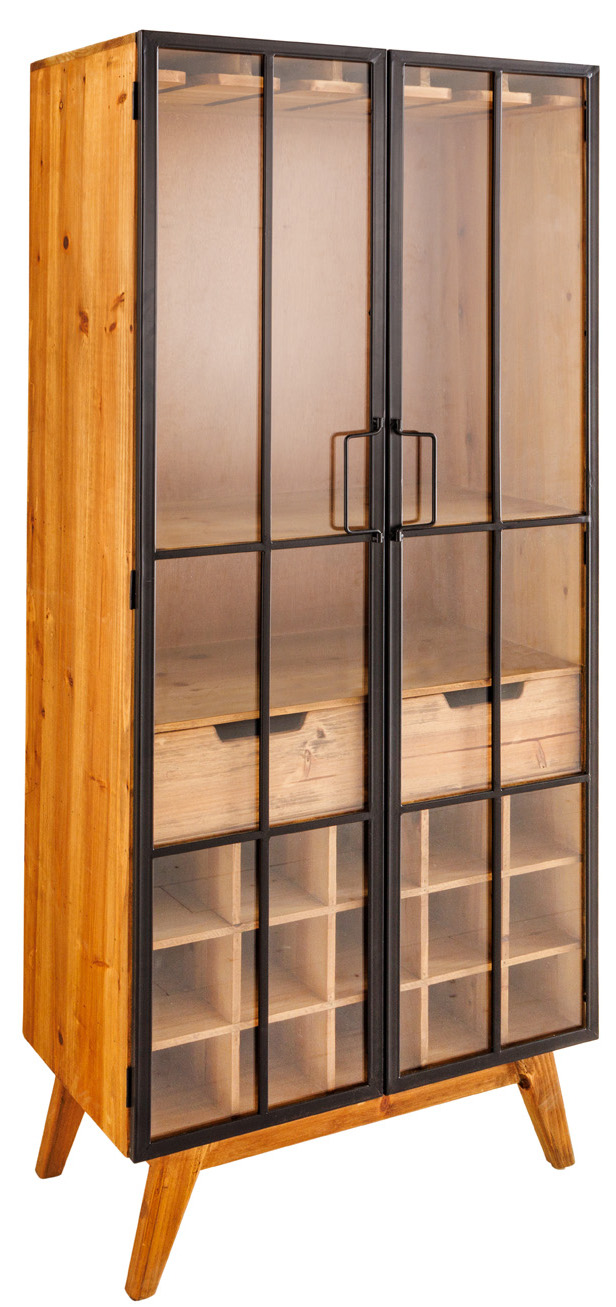 Barek do salonu drewno jodłowe front szklany 60x150 cm – grafika-1.