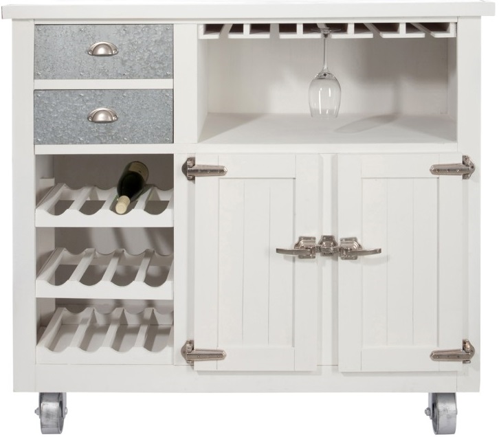 Barek drewniany 127x115cm na kółkach biały – obraz-1