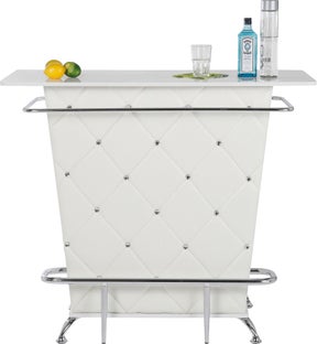 Barek z półką ekoskóra biały nogi metalowe 120x104 cm – obraz-1