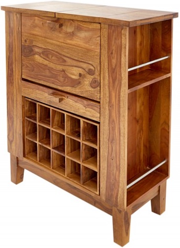 Barek drewniany z półkami brązowy 95x85 cm – grafika-1.