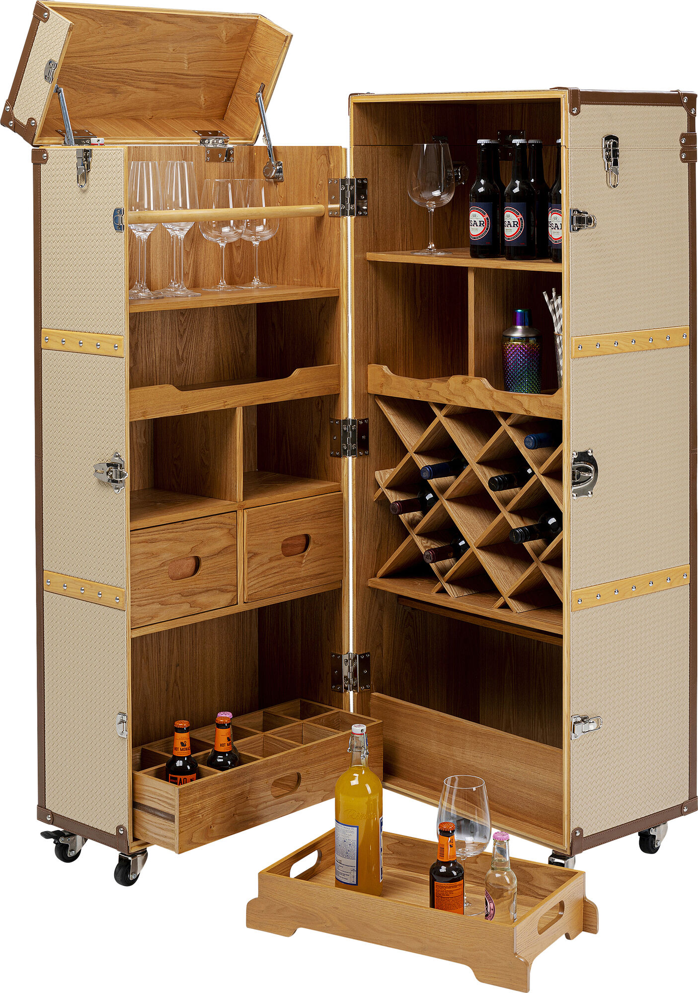 Barek na kółkach rozkładany tapicerowany 64x145 cm – grafika-1.