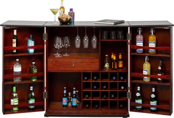 Barek rozkładany czarno-brązowy tapicerowany 100x114 cm – obraz-1