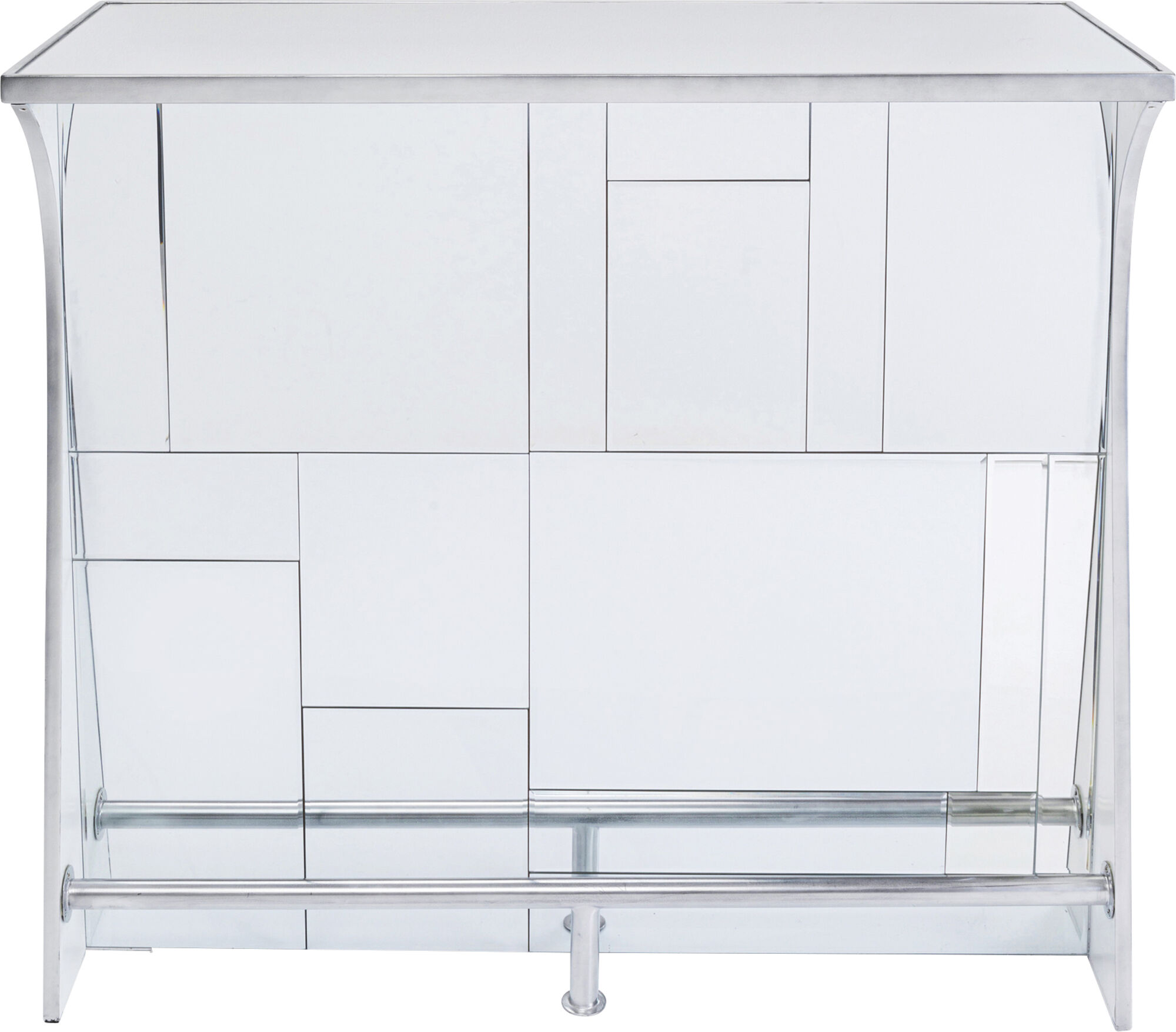 Barek z półkami lustrzany srebrny 128x107 cm – obraz-1