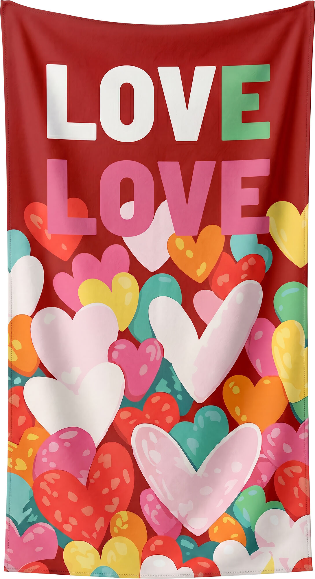 Ręcznik plażowy Big Love czerwony 90x170cm – obraz-1