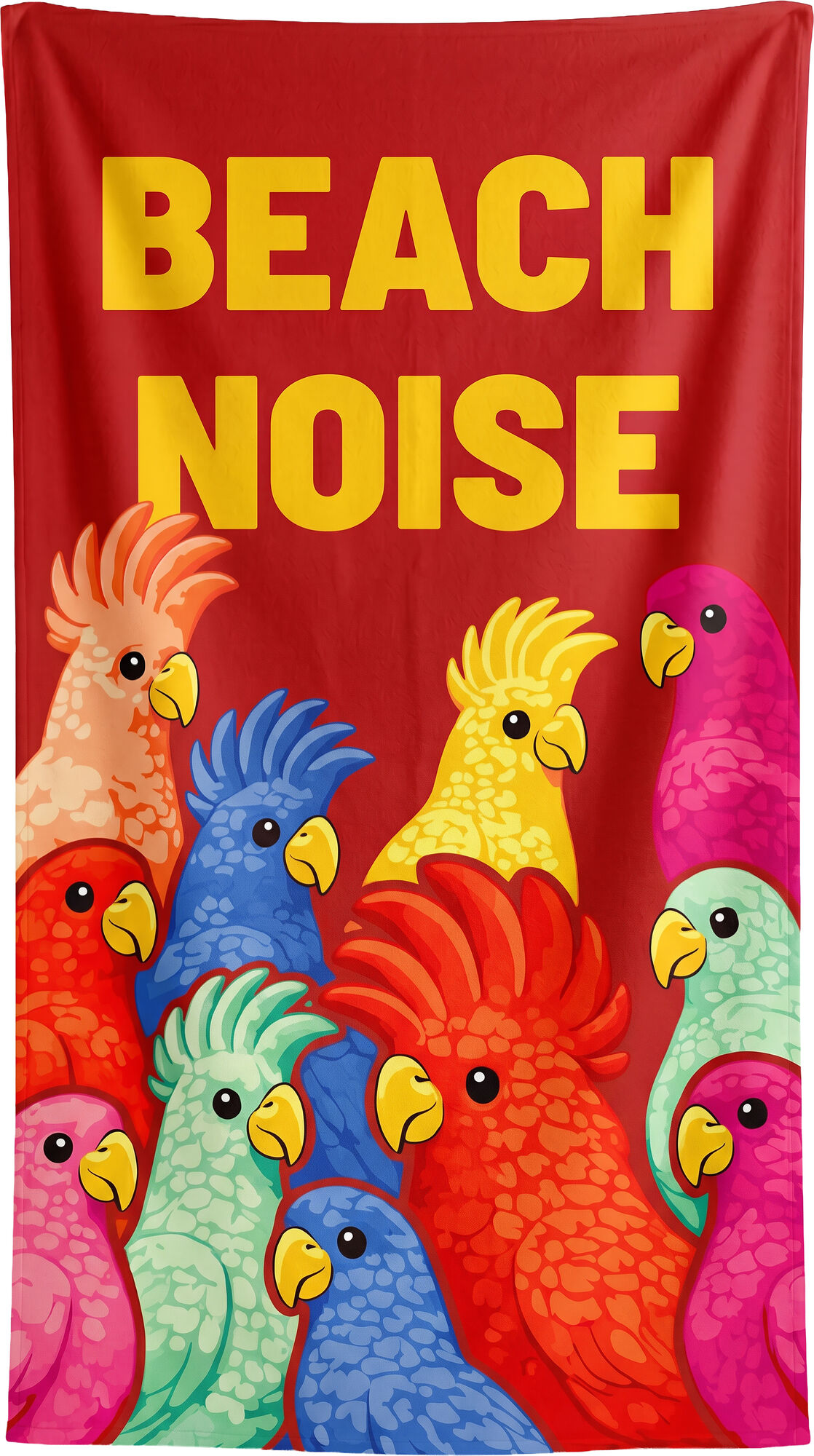 Ręcznik plażowy Exotic Birds czerwony 90x170cm – obraz-1