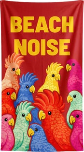 Ręcznik plażowy Exotic Birds czerwony 90x170cm – obraz-1