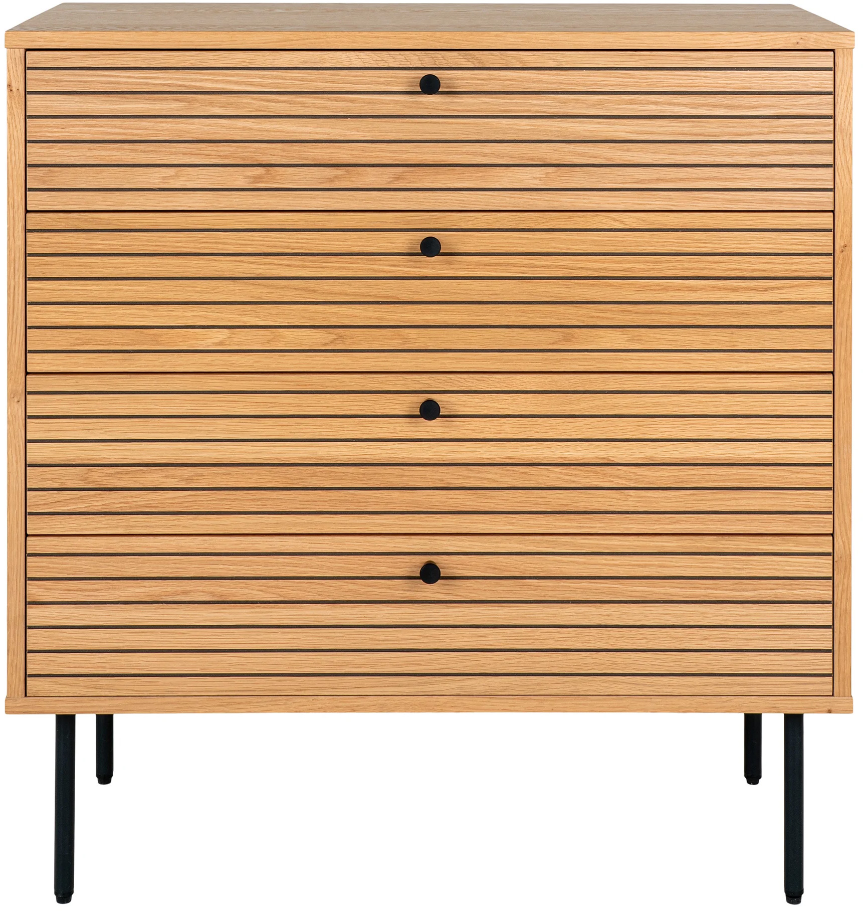 Bieliźniarka z 4 szufladami naturalna z czarnymi elementami 80x85 cm – grafika-1.