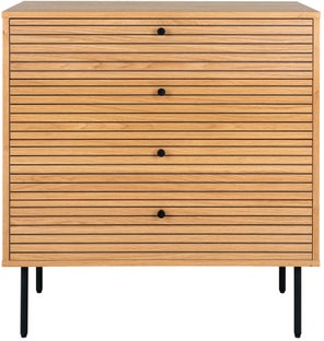 Bieliźniarka z 4 szufladami naturalna z czarnymi elementami 80x85 cm – grafika-1.