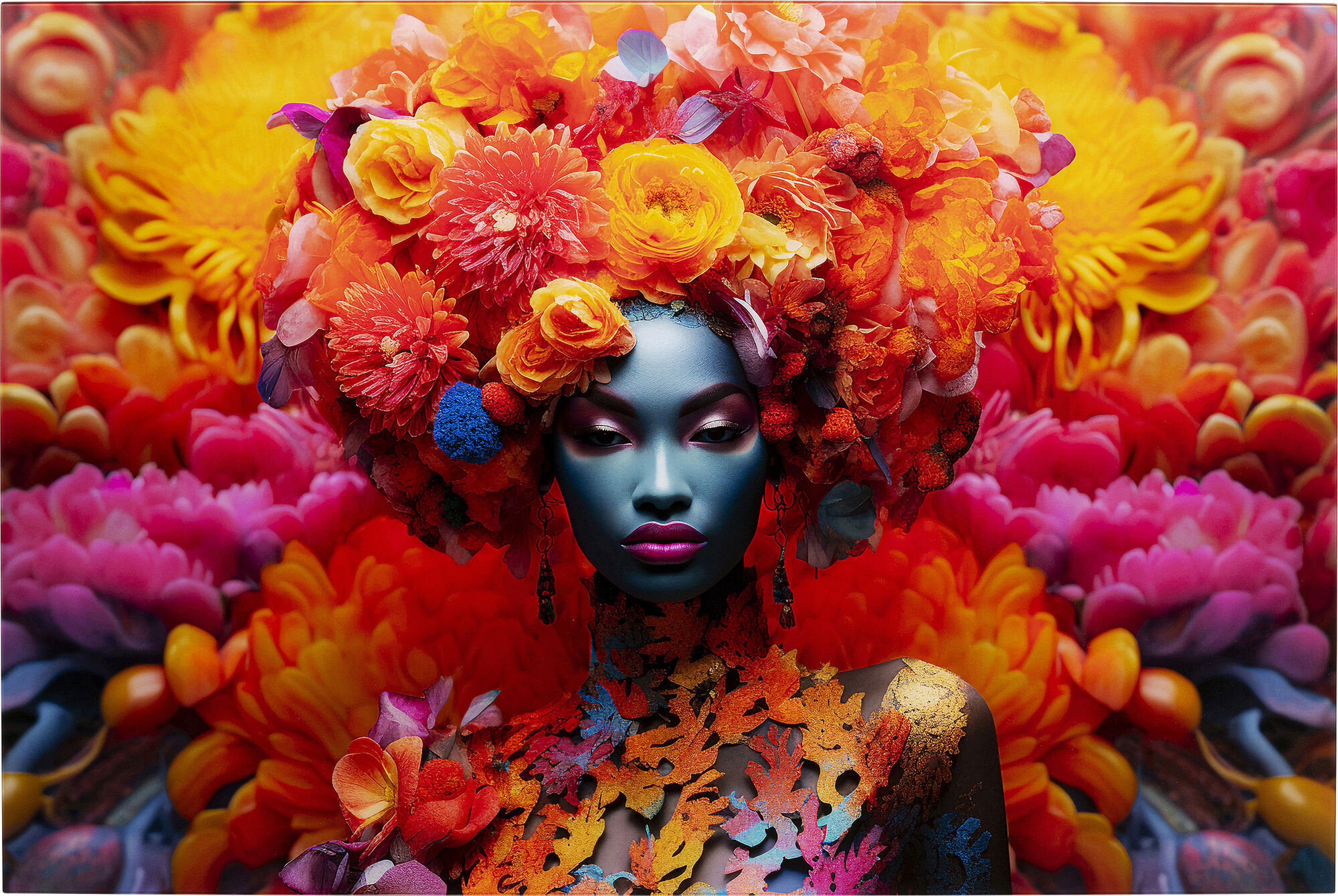 Quadro vetro Flowers Dream Women 80x120cm – immagine-1.