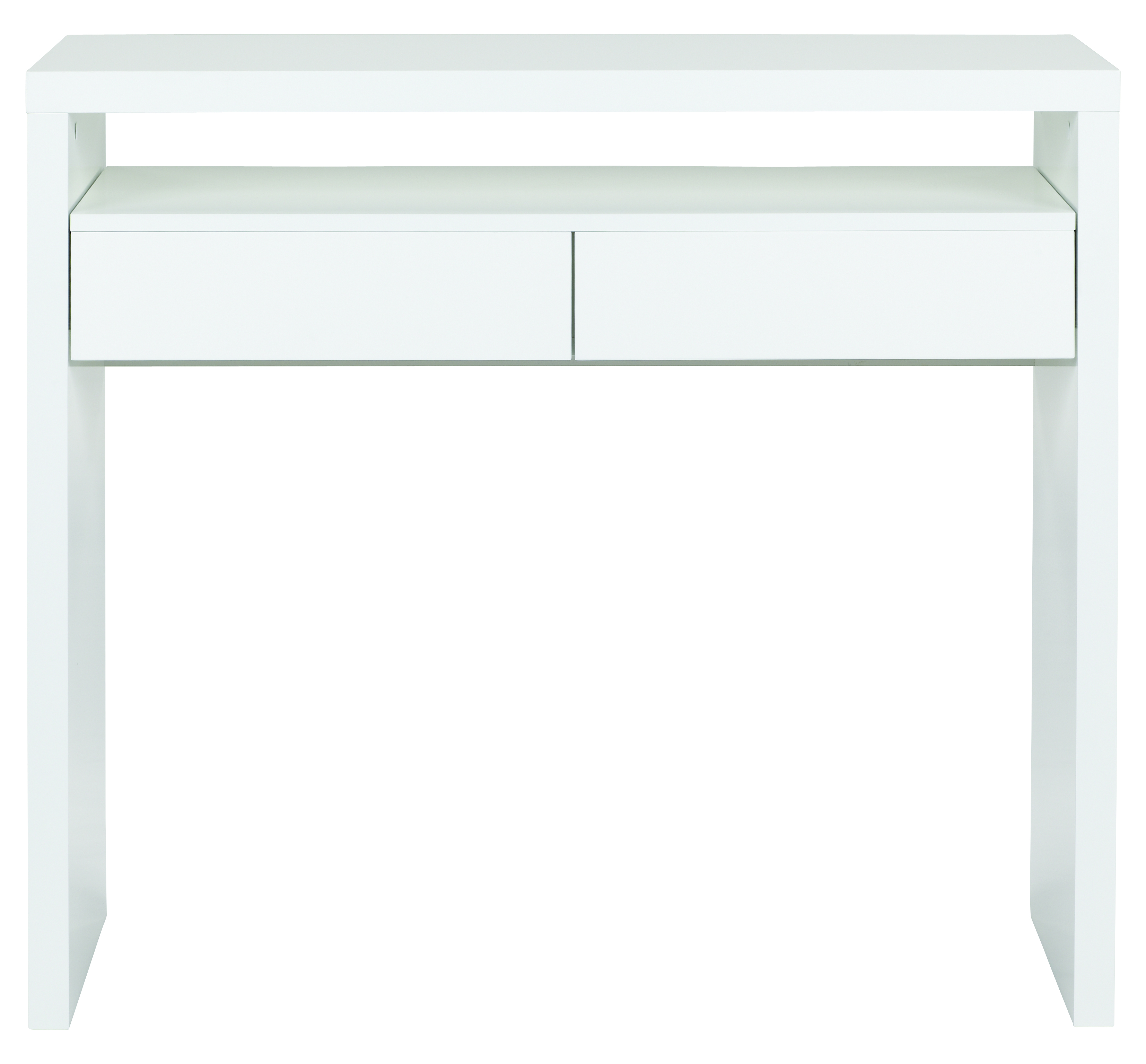 Biurko MDF  wysuwane z szufladami białe 110x36 cm – obraz-1