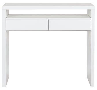 Biurko MDF wysuwane z szufladami białe 110x36 cm – obraz-1