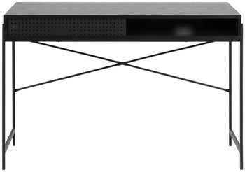 Biurko małe czarne z metalowymi nogami 110x50 cm – obraz-1