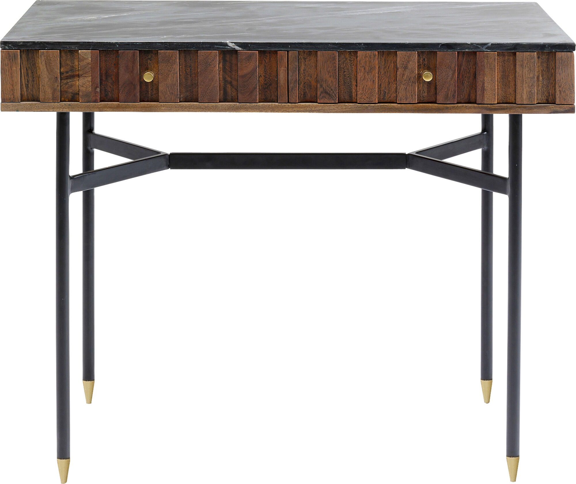 Skrivbord Apiano - Mörkt Trä/Svart Marmor, 90cm – bild-1.