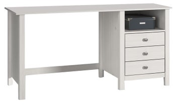Skandynawskie białe drewniane biurko z szufladami 120x54 cm – obraz-1