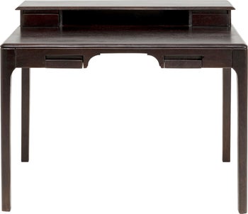 Stylowe biurko drewniane z nadstawką i szufladami 110x70 cm – obraz-1