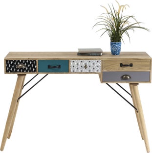 Biurko nowoczesne drewniane z szufladami 118x40 cm – obraz-1