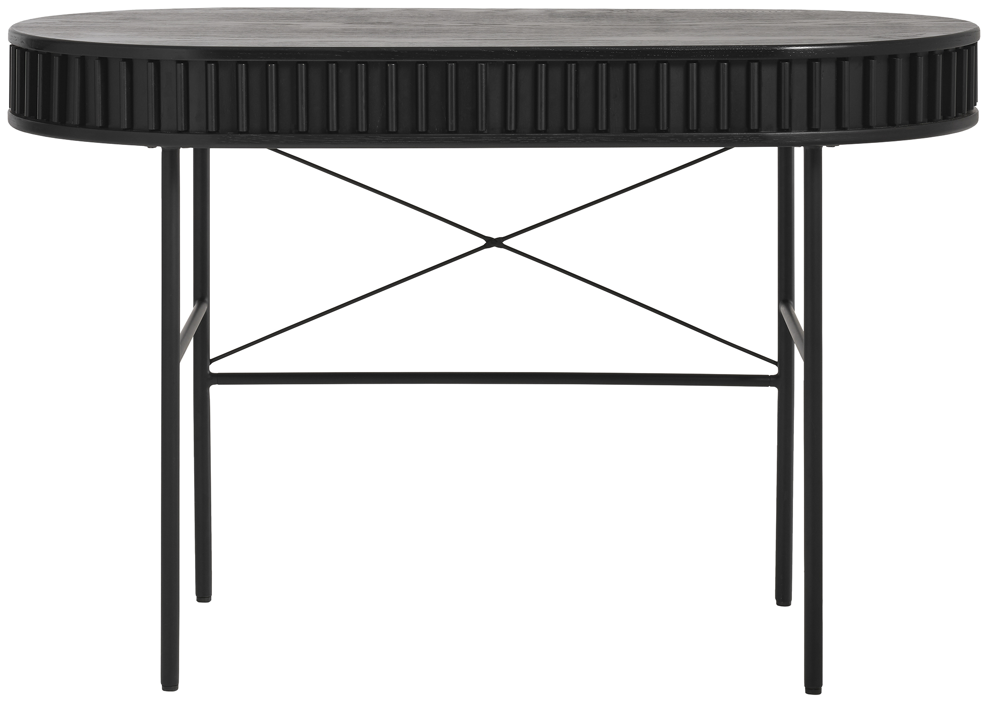 Biurko czarne ze schowkiem przesuwnym fornir dębowy i metal 120x60 cm – grafika-1.