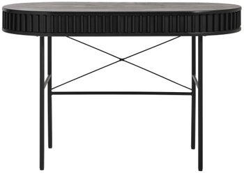 Biurko czarne ze schowkiem przesuwnym fornir dębowy i metal 120x60 cm – grafika-1.