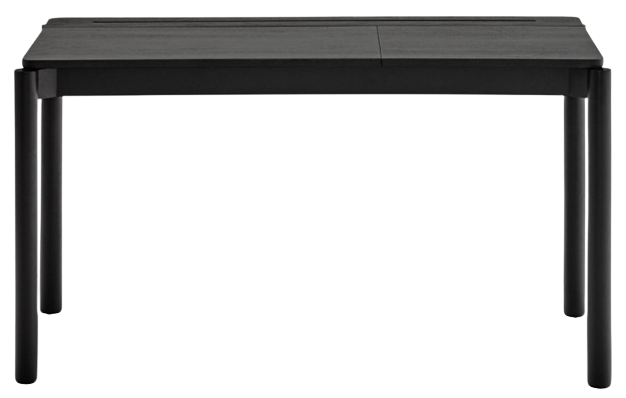 Biurko drewniane czarne nogi fornir ze schowkiem 136x68 cm – obraz-1