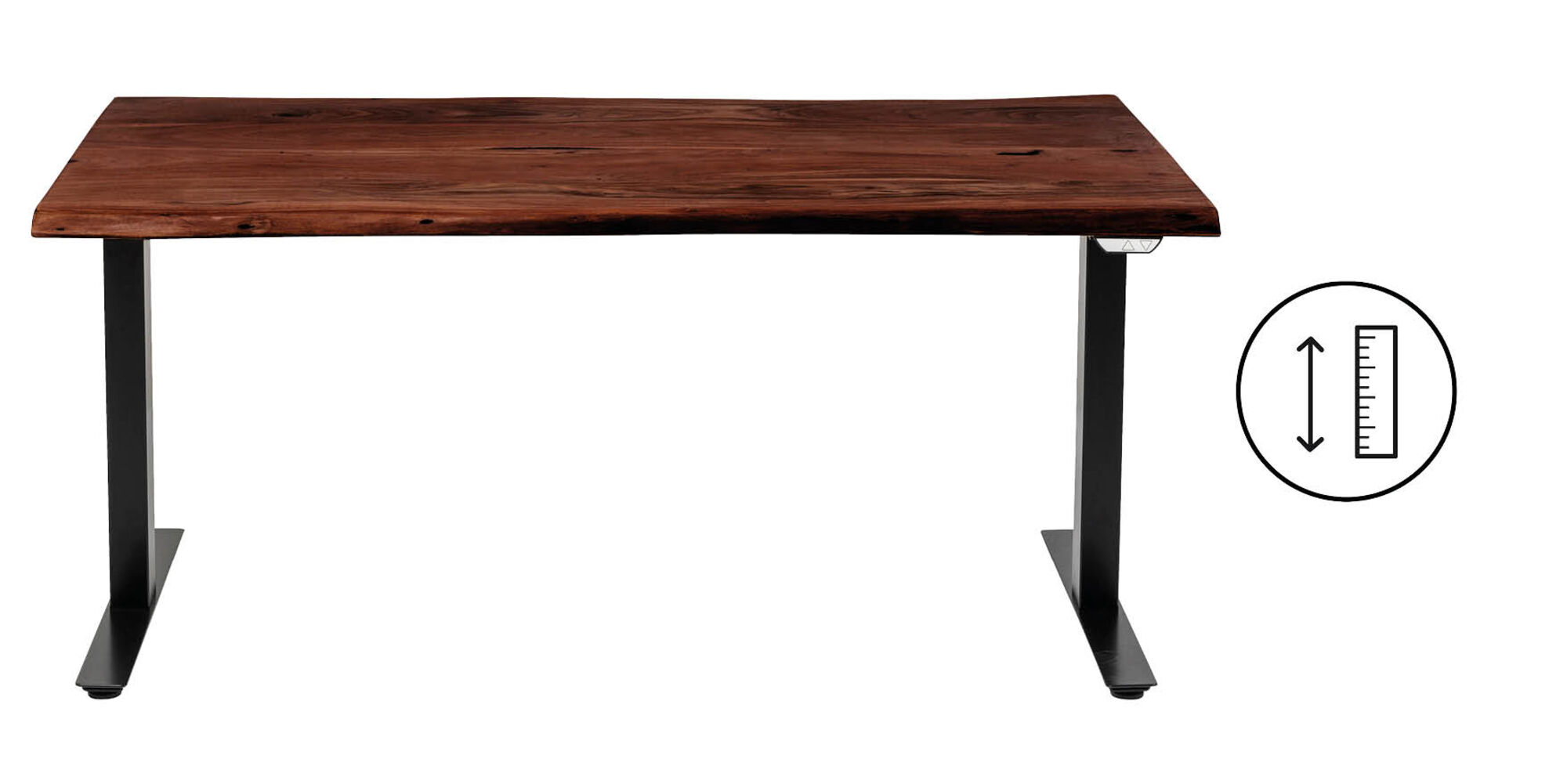 Biurko drewniane brązowe nogi metalowe 160x80 cm – obraz-1