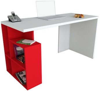 Biurko Labran 120x60 cm biało-czerwone – obraz-1