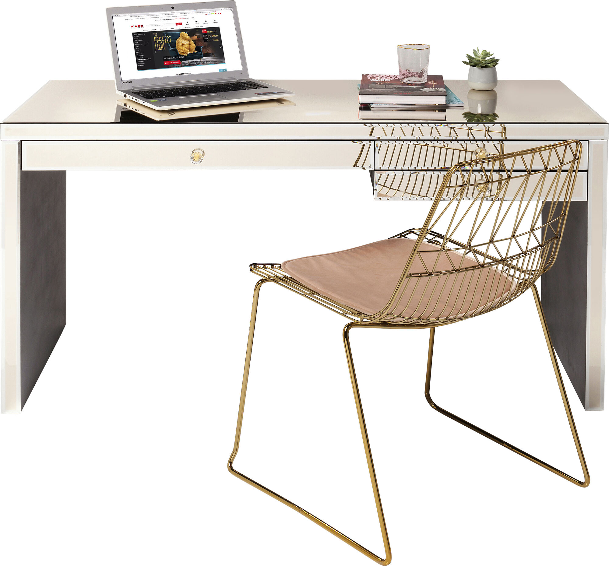 SCRIVANIA LUXURY CHAMPAGNE 140X60CM – immagine-1.