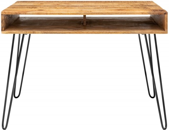 Biurko drewniane z czarnymi nogami stylowe 110x50 cm – grafika-1.