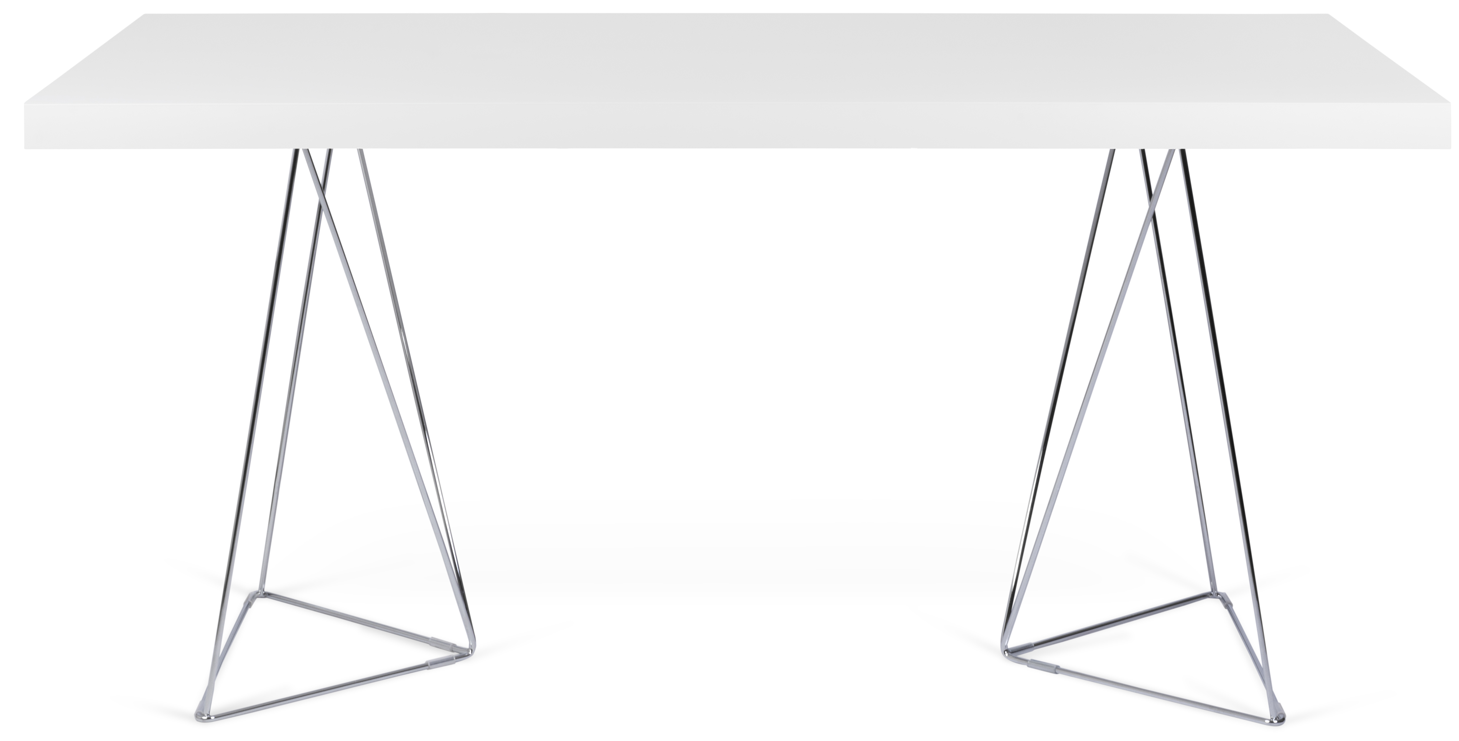 Biurko Multi 160x90 cm białe - nogi chromowane – obraz-1
