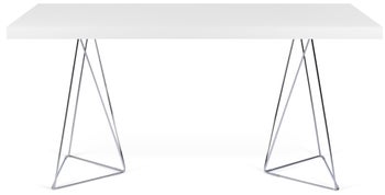 Biurko Multi 160x90 cm białe - nogi chromowane – obraz-1