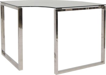 Biurko narożne Xony 100x100 cm transparentno-srebrne – obraz-1