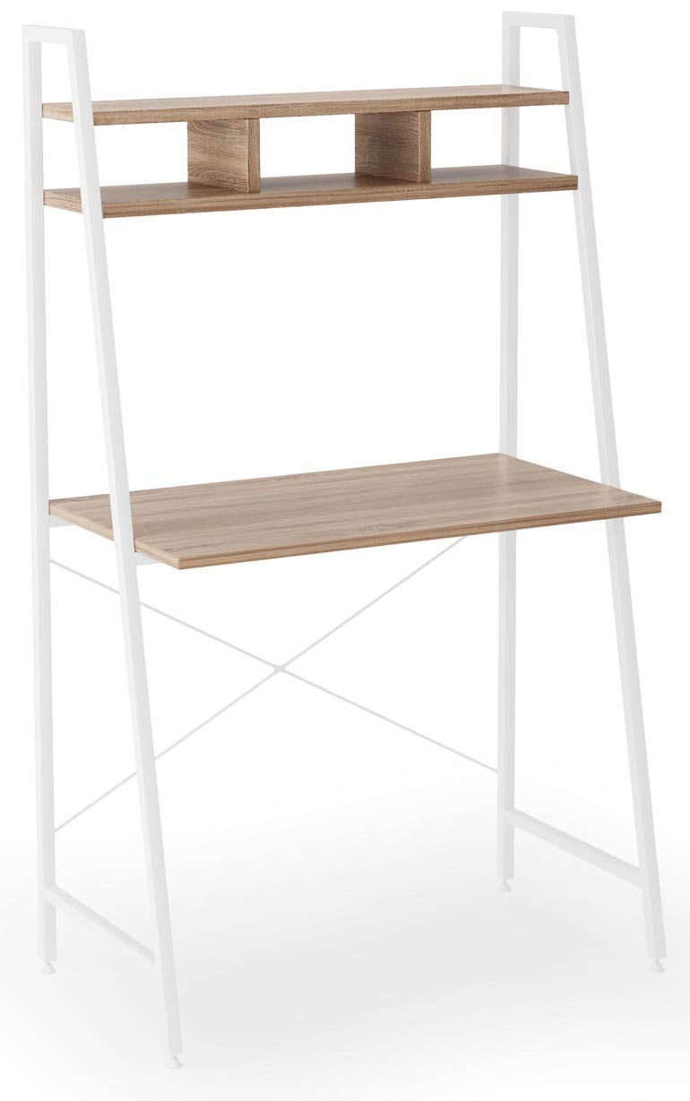 Biurko Narvik 84xH142 cm dąb sonoma - nogi białe – obraz-1