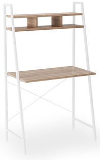 Biurko Narvik 84xH142 cm dąb sonoma - nogi białe – obraz-1